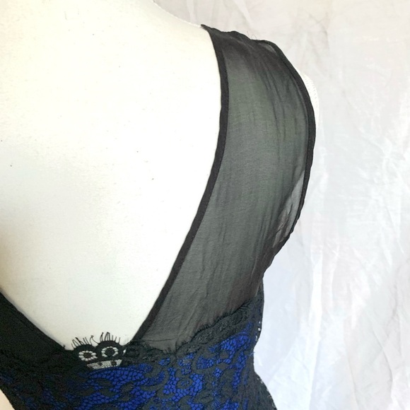 Moulinette Soeurs Black Lace Blue Dress Prom Wedding Guest Whimsigoth Size 0 - Picture 5 of 13